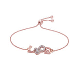 (Pack of 2) Rose Gold & Silver Plated Cubic Zirconia Adjustable Bracelet