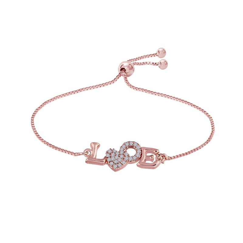 (Pack of 2) Rose Gold & Silver Plated Cubic Zirconia Adjustable Bracelet