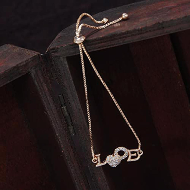 (Pack of 2) Rose Gold & Silver Plated Cubic Zirconia Adjustable Bracelet