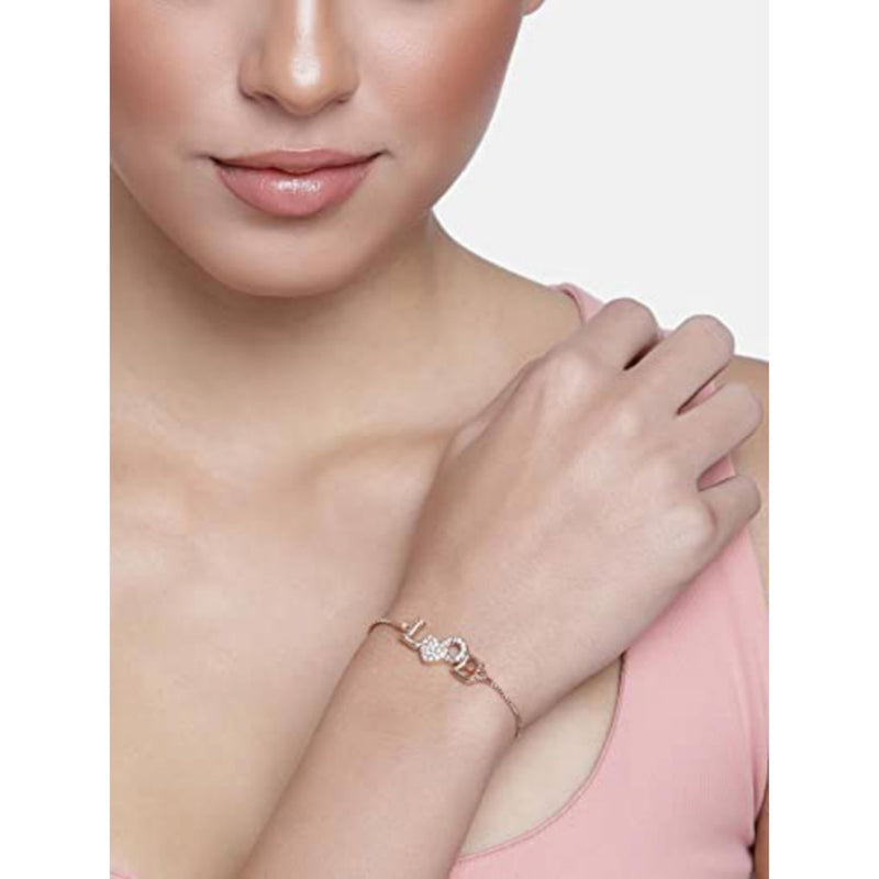 (Pack of 2) Rose Gold Cubic Zirconia Adjustable Bracelet