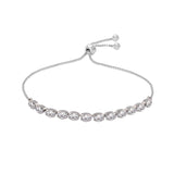 (Pack of 2) Silver Plated Cubic Zirconia Adjustable Bracelet