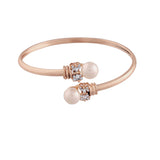 (Pack of 2) Rose Gold Cubic Zirconia Adjustable Bracelet
