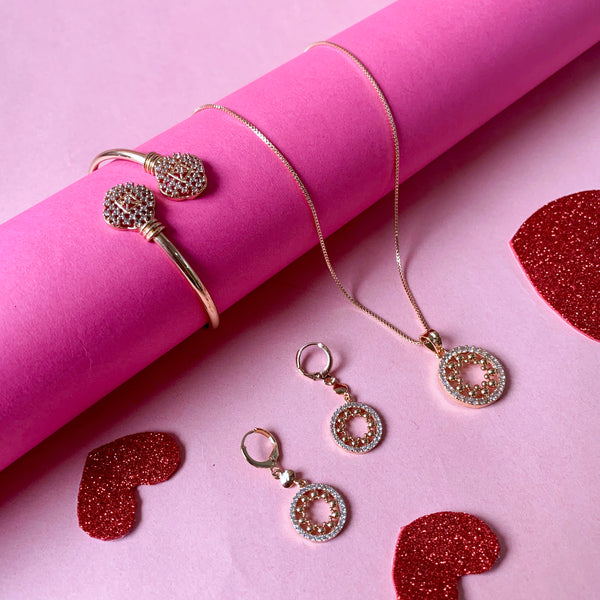 2021 heart necklace set with rose deals