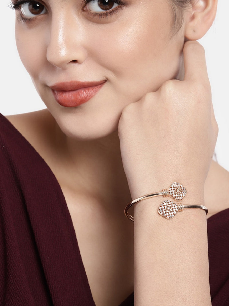Rose Gold Cubic Zirconia Pendant Set & Adjustable Bracelet