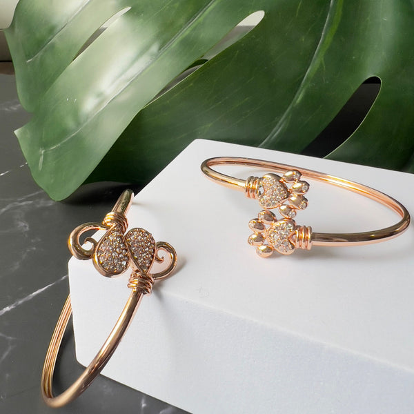 (Pack of 2) Rose Gold Cubic Zirconia Adjustable Bracelet