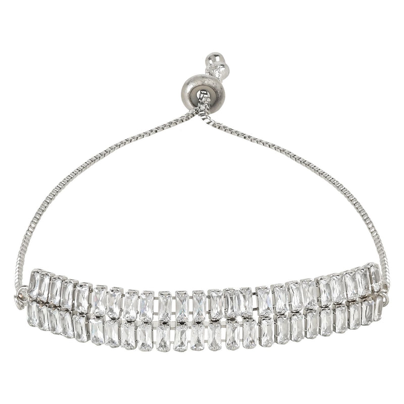 Silver Cubic Zirconia Pendant Set & Adjustable Bracelet