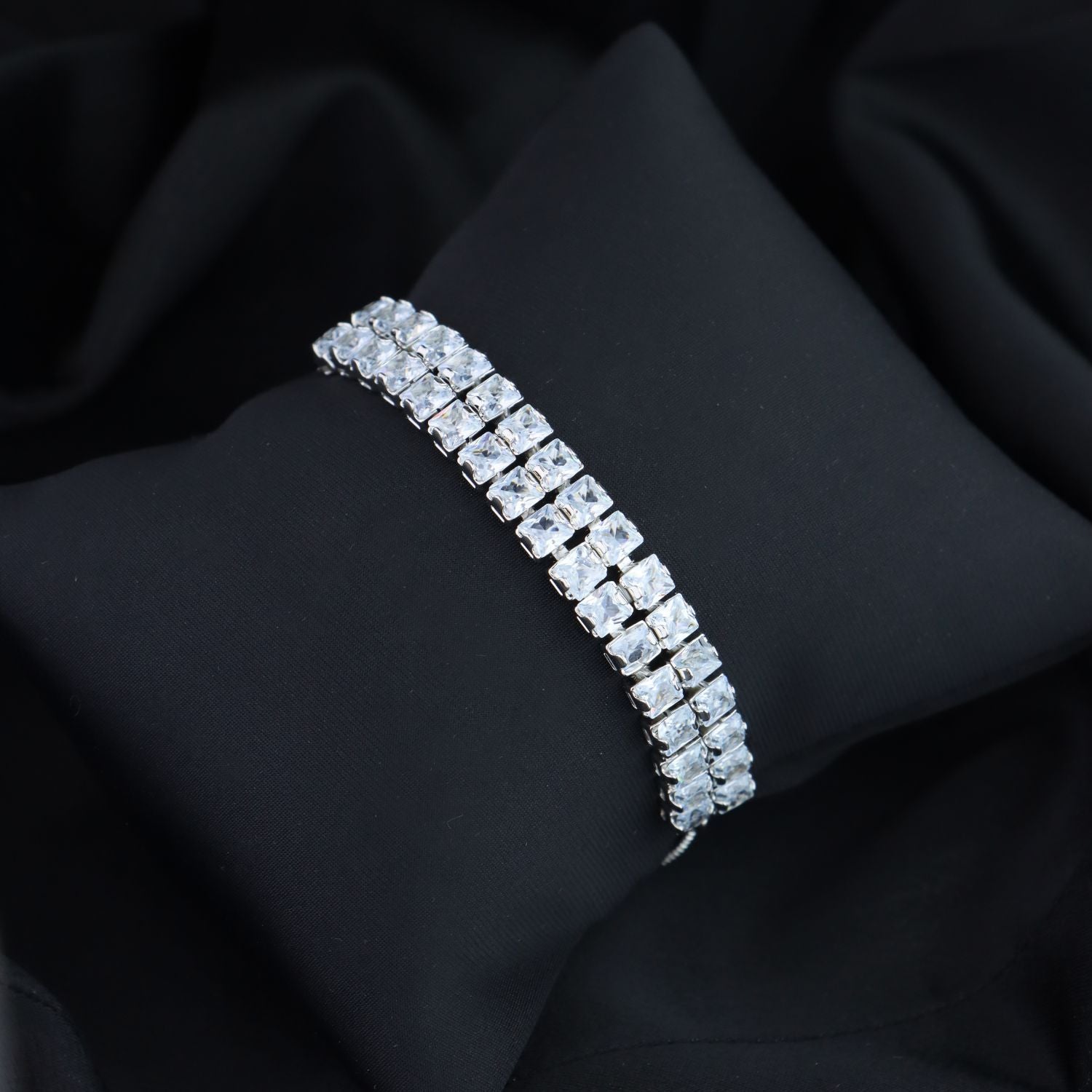 Silver Cubic Zirconia Pendant Set & Adjustable Bracelet