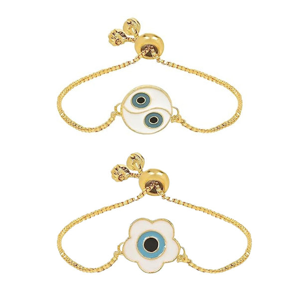 (Pack of 2) Round & Floral Shape Enamel Bracelet