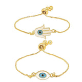 (Pack of 2) Evil Eye & Hamsa Shape Enamel Bracelet