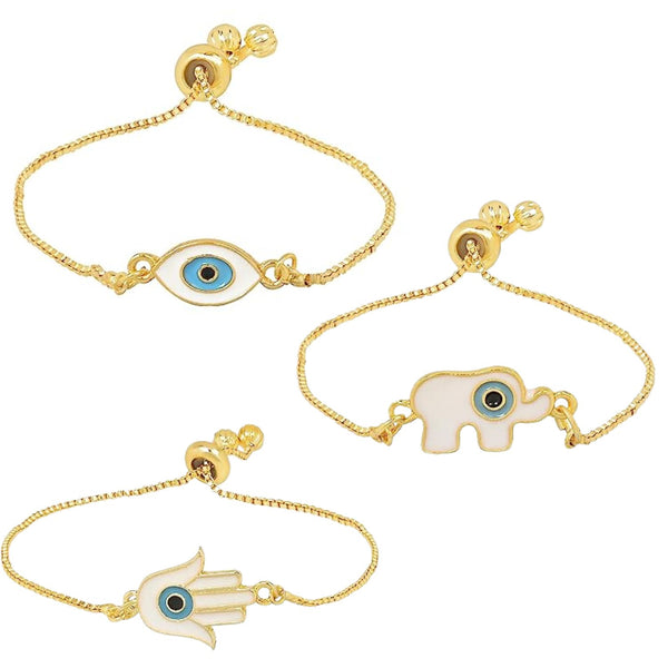 (Pack of 2) Evil Eye & Hamsa Shape Enamel Bracelet