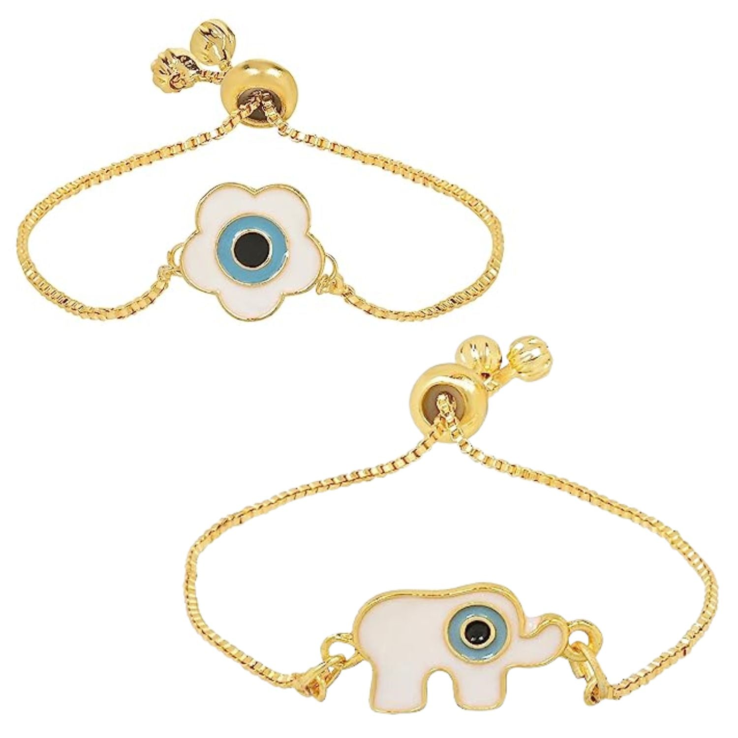 (Pack of 2) Floral & Elephant Shape Enamel Bracelet
