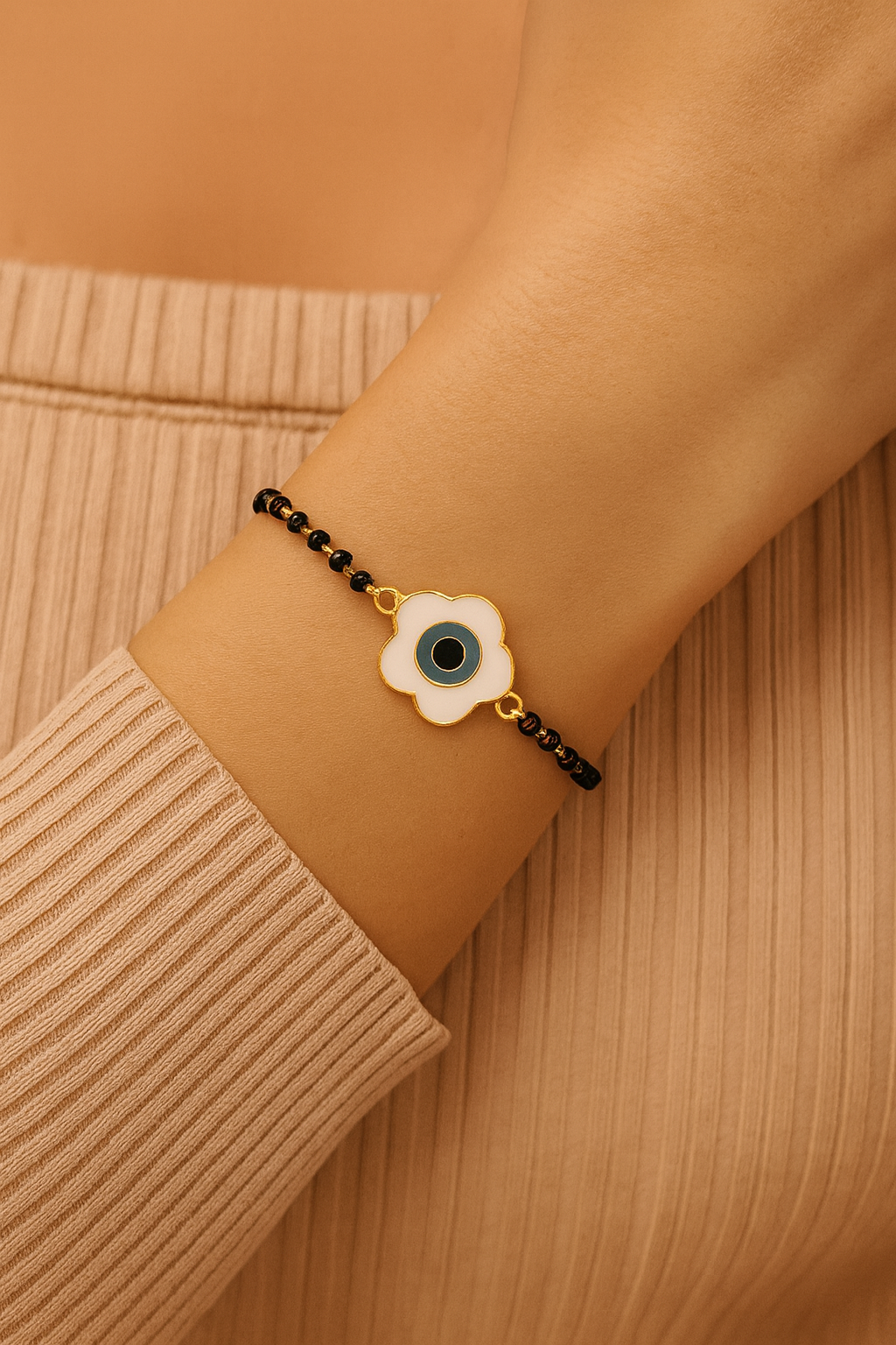 Floral Shape Evil Eye Mangalsutra Bracelet