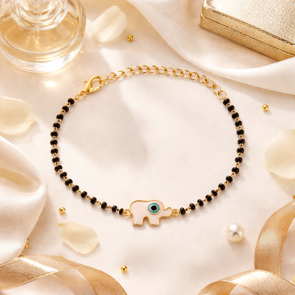 Elephant Shape Evil Eye Mangalsutra Bracelet