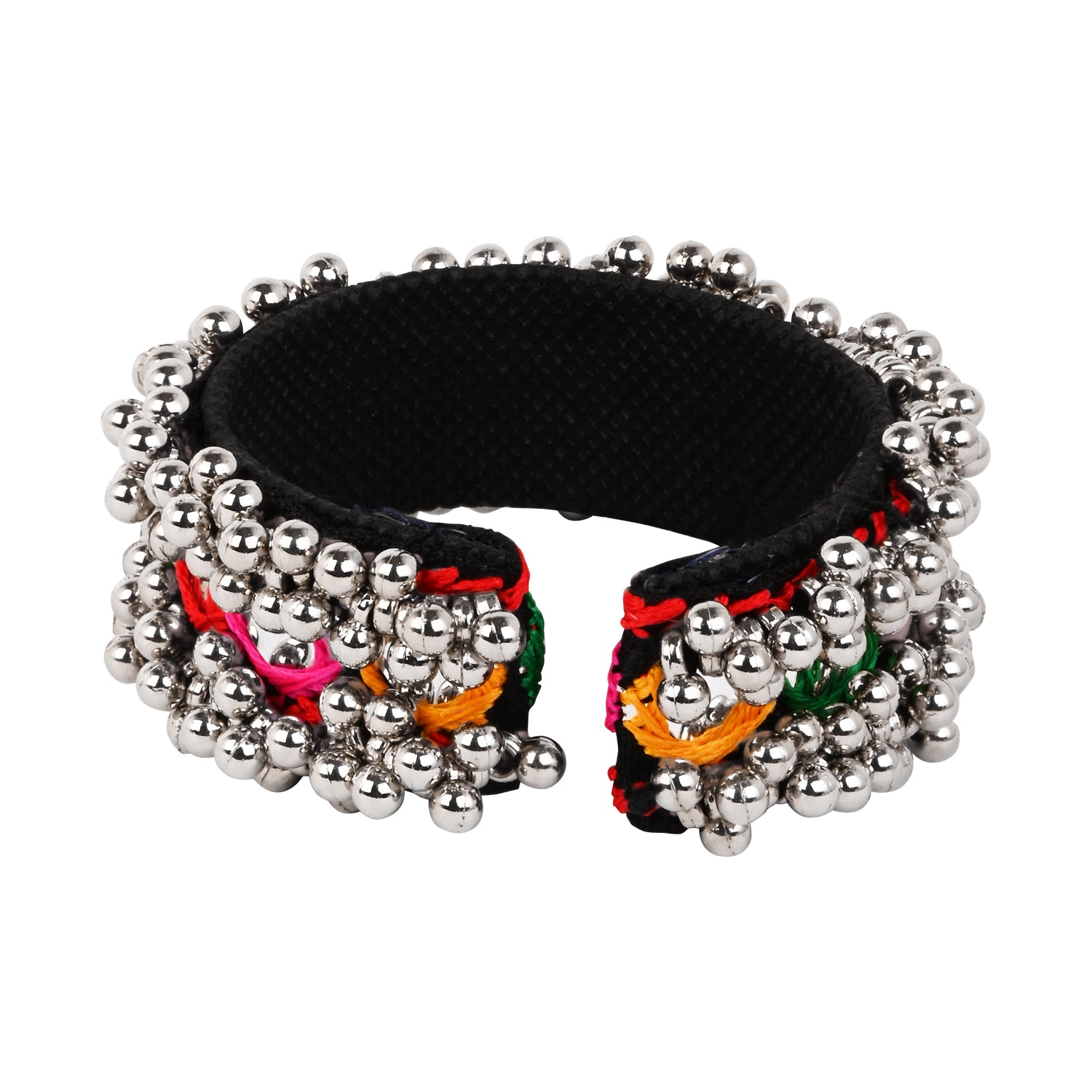 Artisan Crafted Embroidered Kada with Mirror & Ghungroo Accents