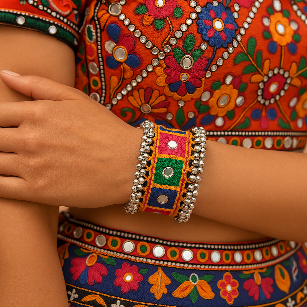 Colorful Handcrafted Navratri Kada with Embroidery
