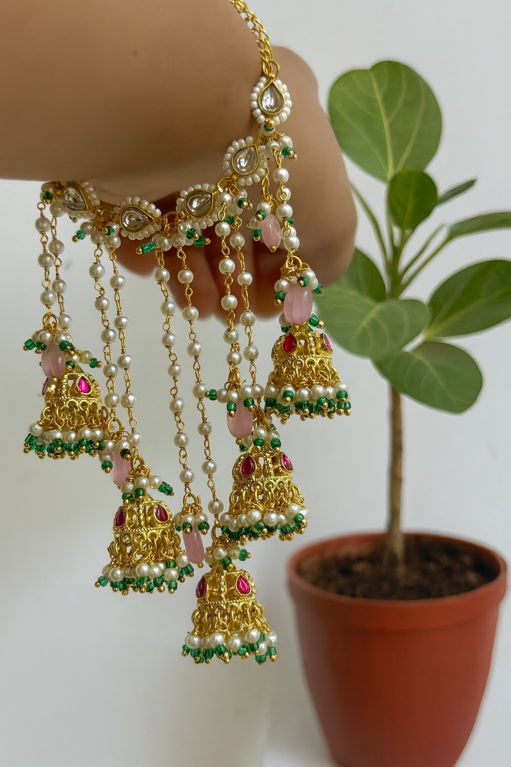 Kundan & Pearl Multi-String Bracelet