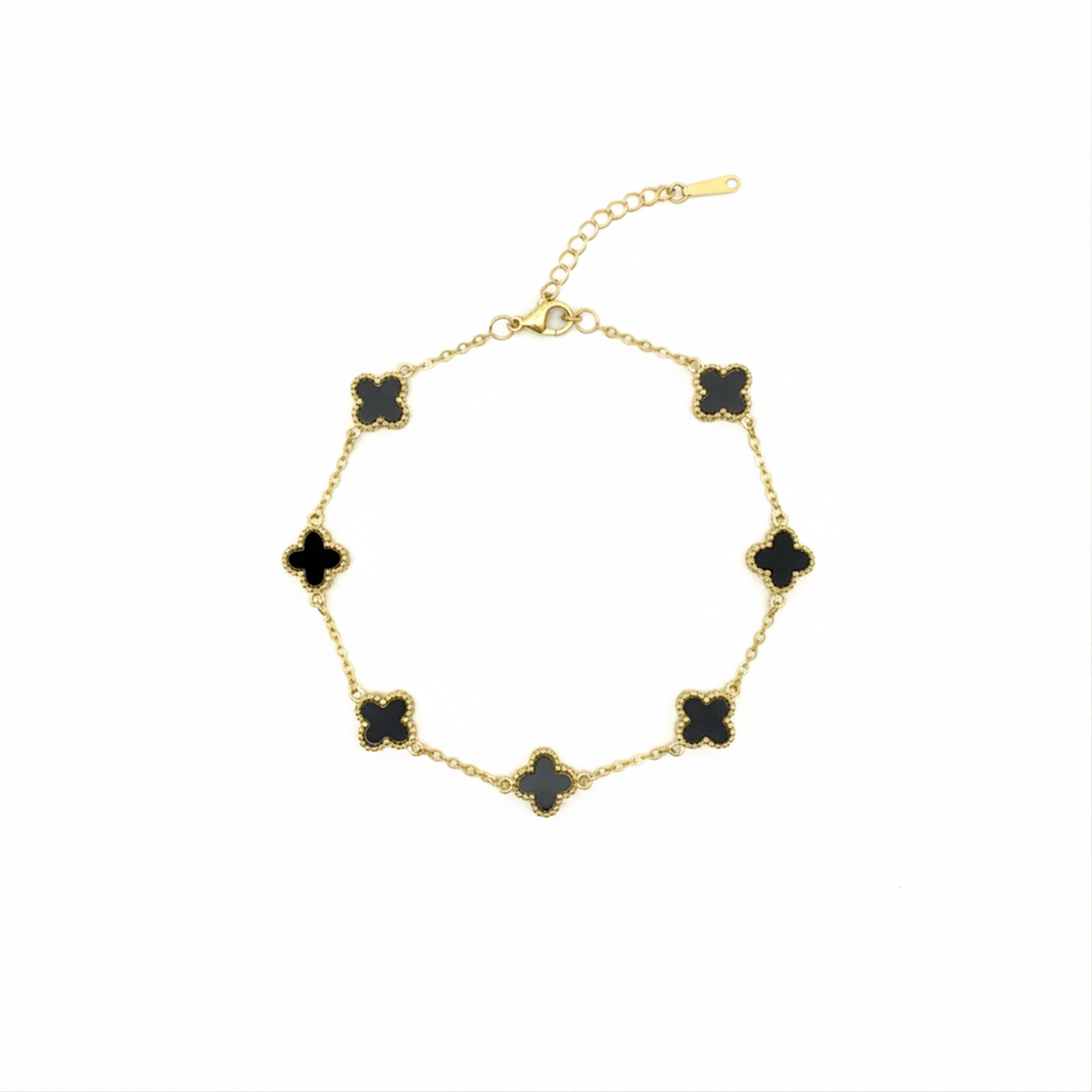 Eleven- Minimal Clover BLack Bracelet