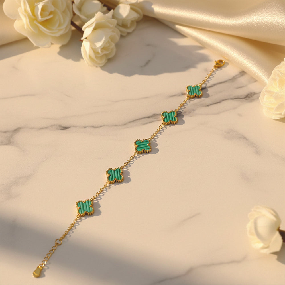 Eleven- Minimal Clover Mint Bracelet