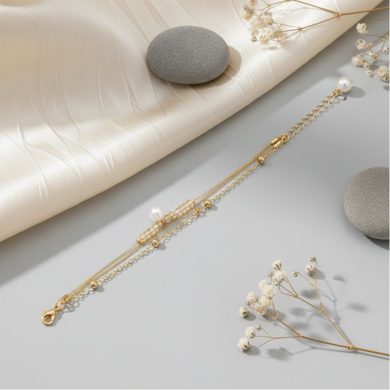 Nancy- Delicate Layered Bracelet Accented with subtle beads