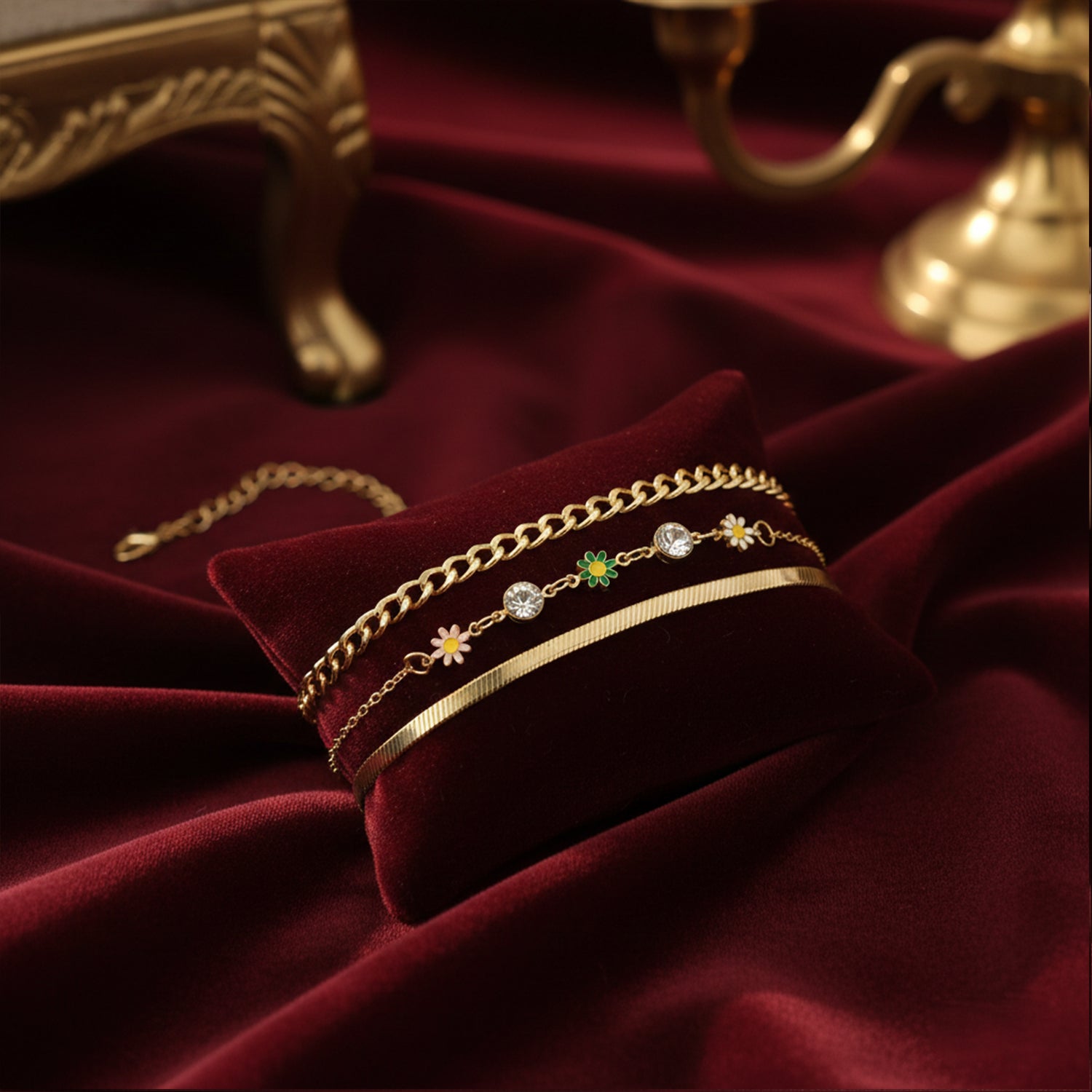 Goldie - Pack of 3 Stylish Multilayer Charm Bracelet