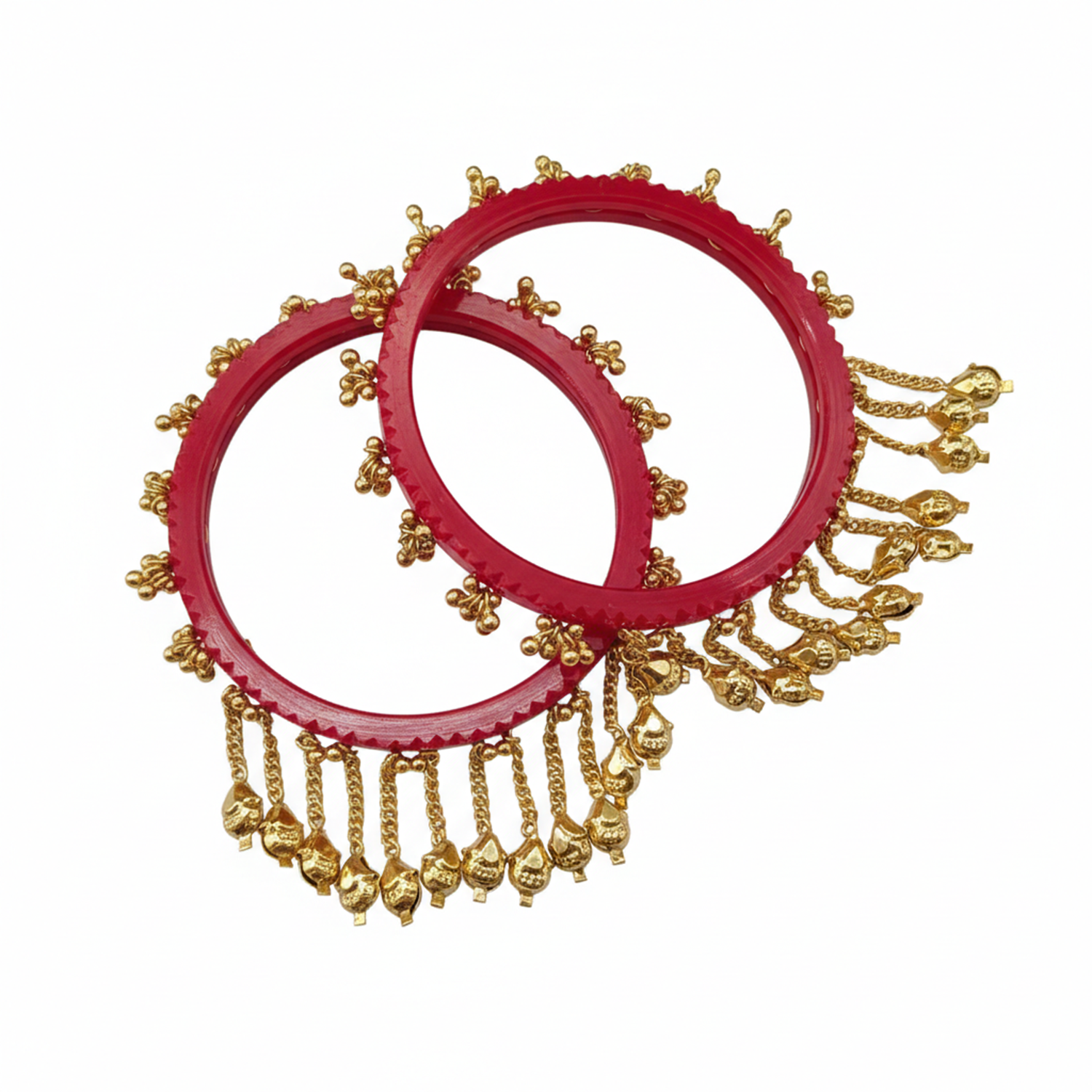 Indira -Red Heritage Ghungroo Bangles (Set of 2)
