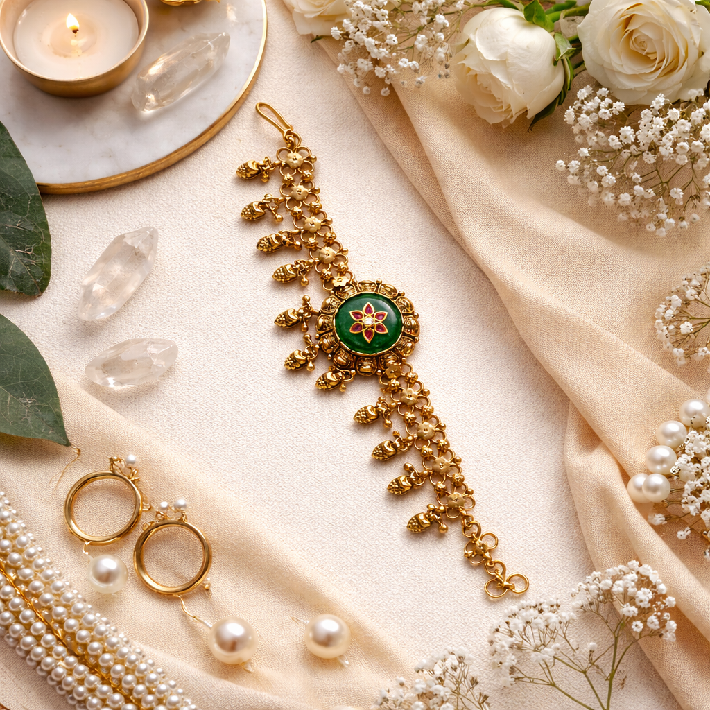 Vira- Heritage Antique Gold-Finish Floral Bracelet