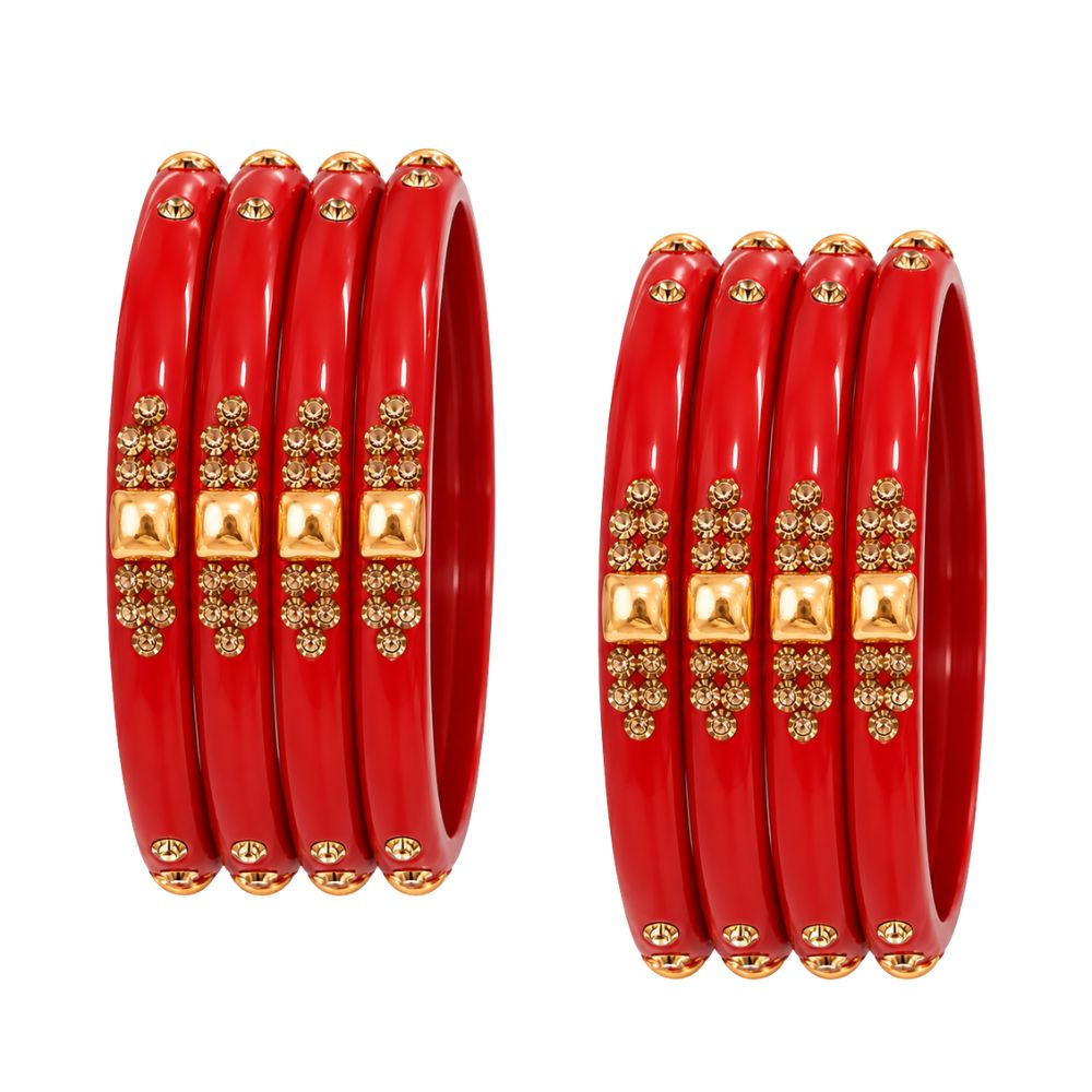Praanya - Praanya Embellished Glass Bangles Set of 8
