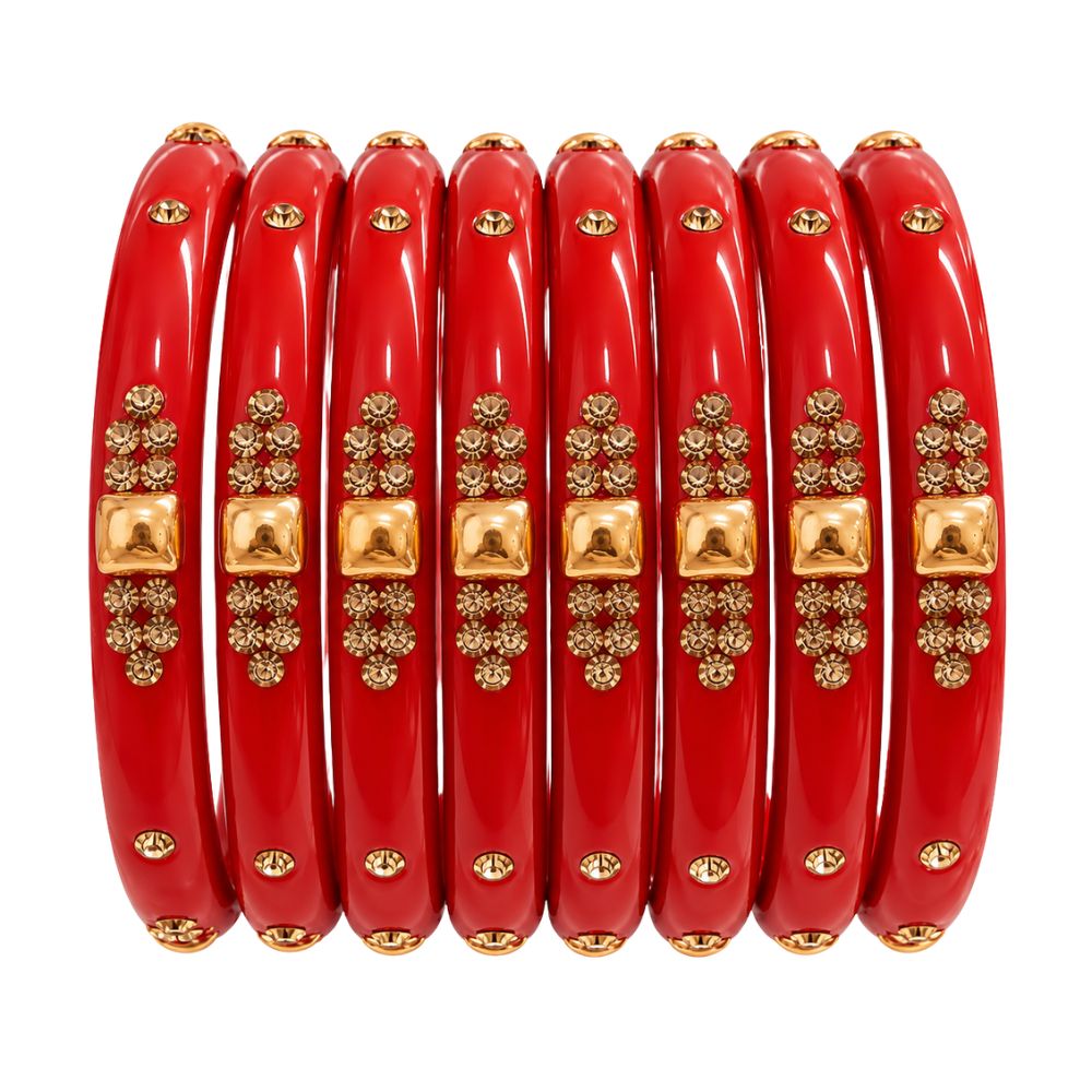 Praanya - Praanya Embellished Glass Bangles Set of 8