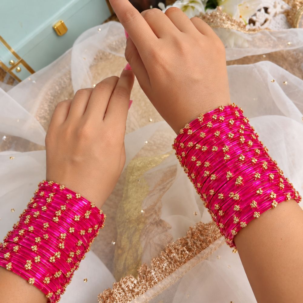 Shritika- Pink Glass Bangles Set of 24