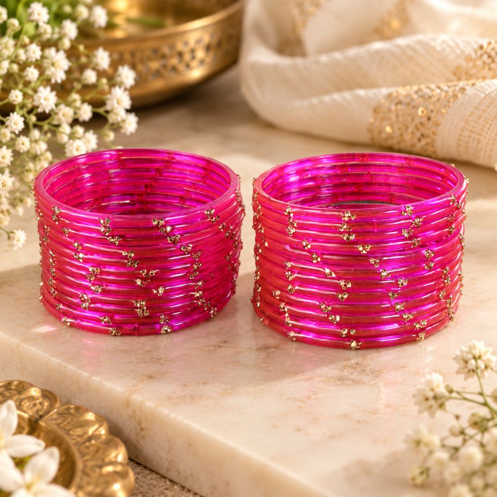 Shritika- Pink Glass Bangles Set of 24