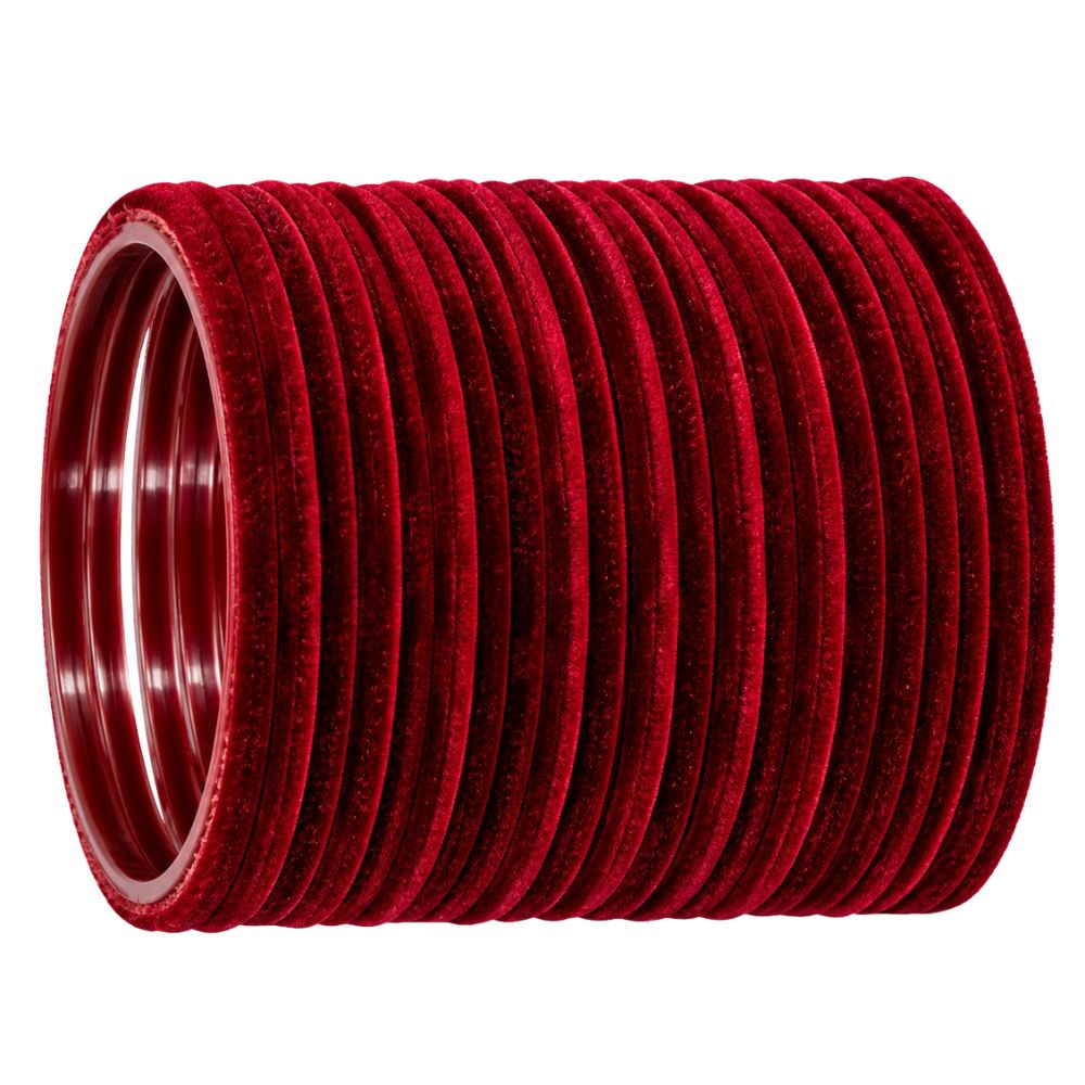 Dayami- Maroon Velvet Glass Bangles Set of 24