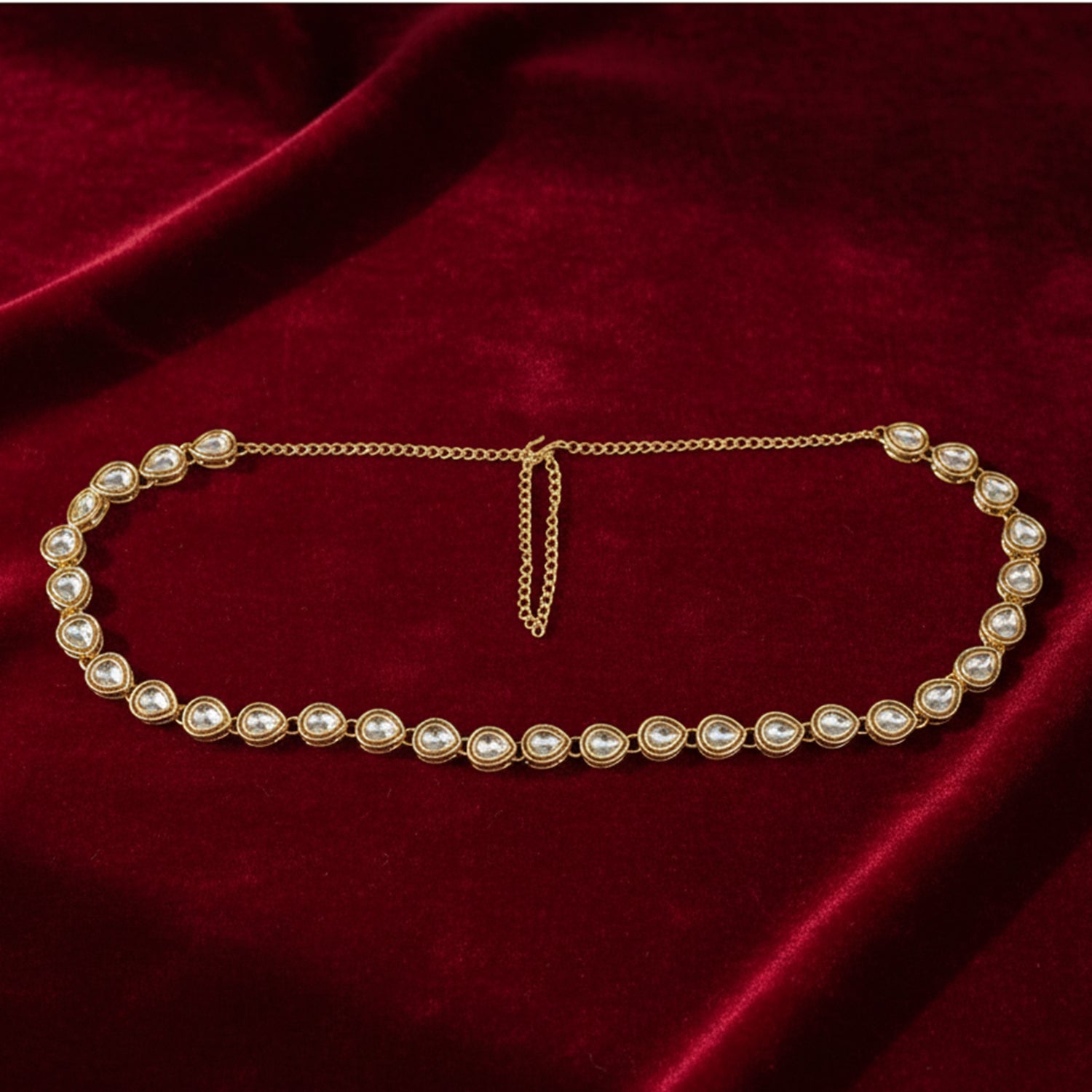 Shubha Maroon Kundan Kamarbandh