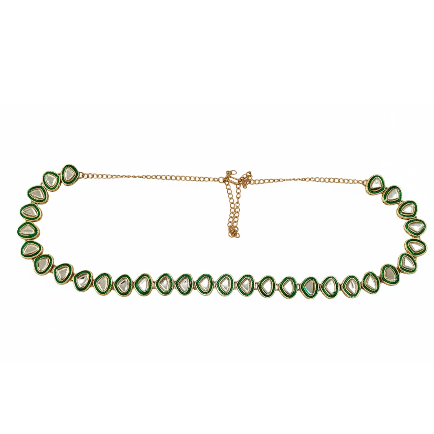 Advika Green Kundan KamarBandh