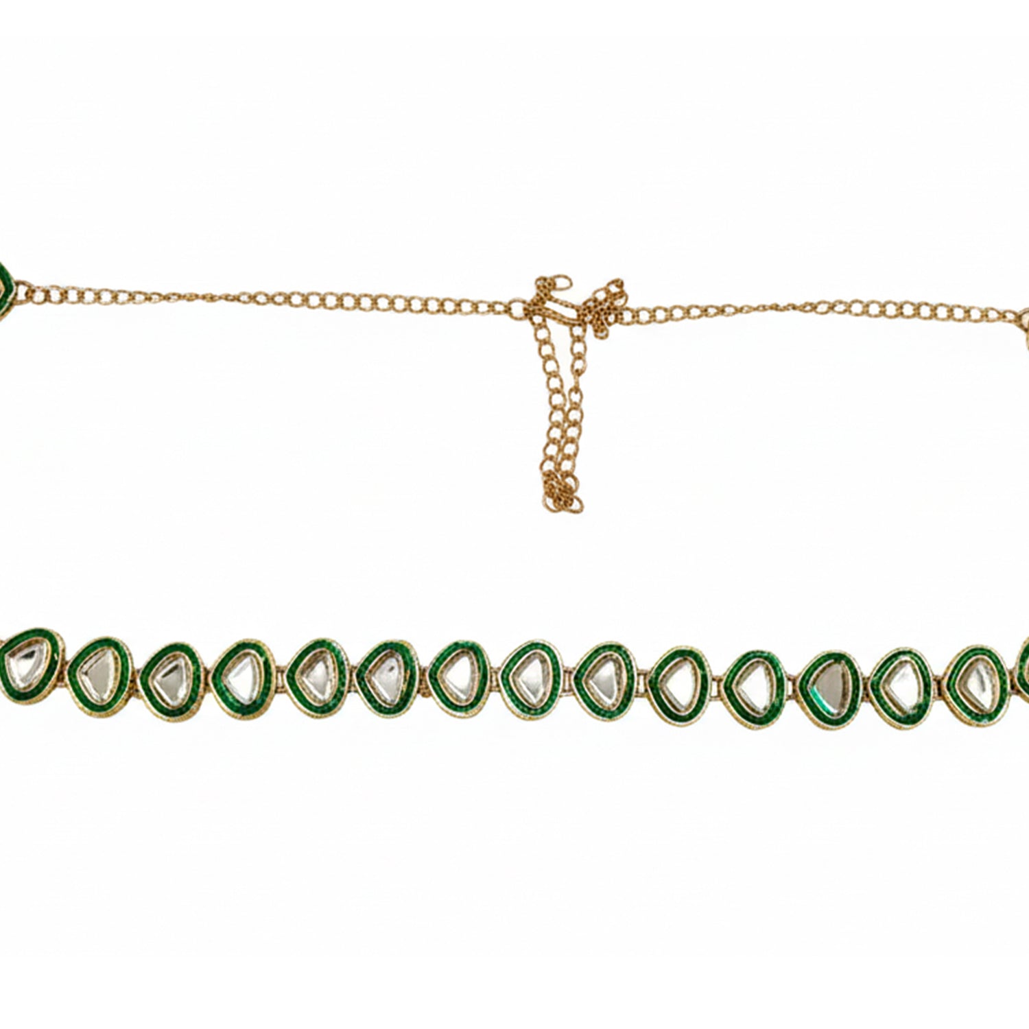 Advika Green Kundan KamarBandh