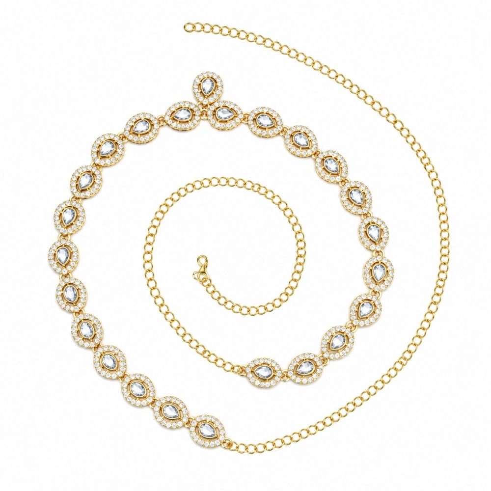 Rashmita-Kundan-Style Pearl Chain Kamarbandh
