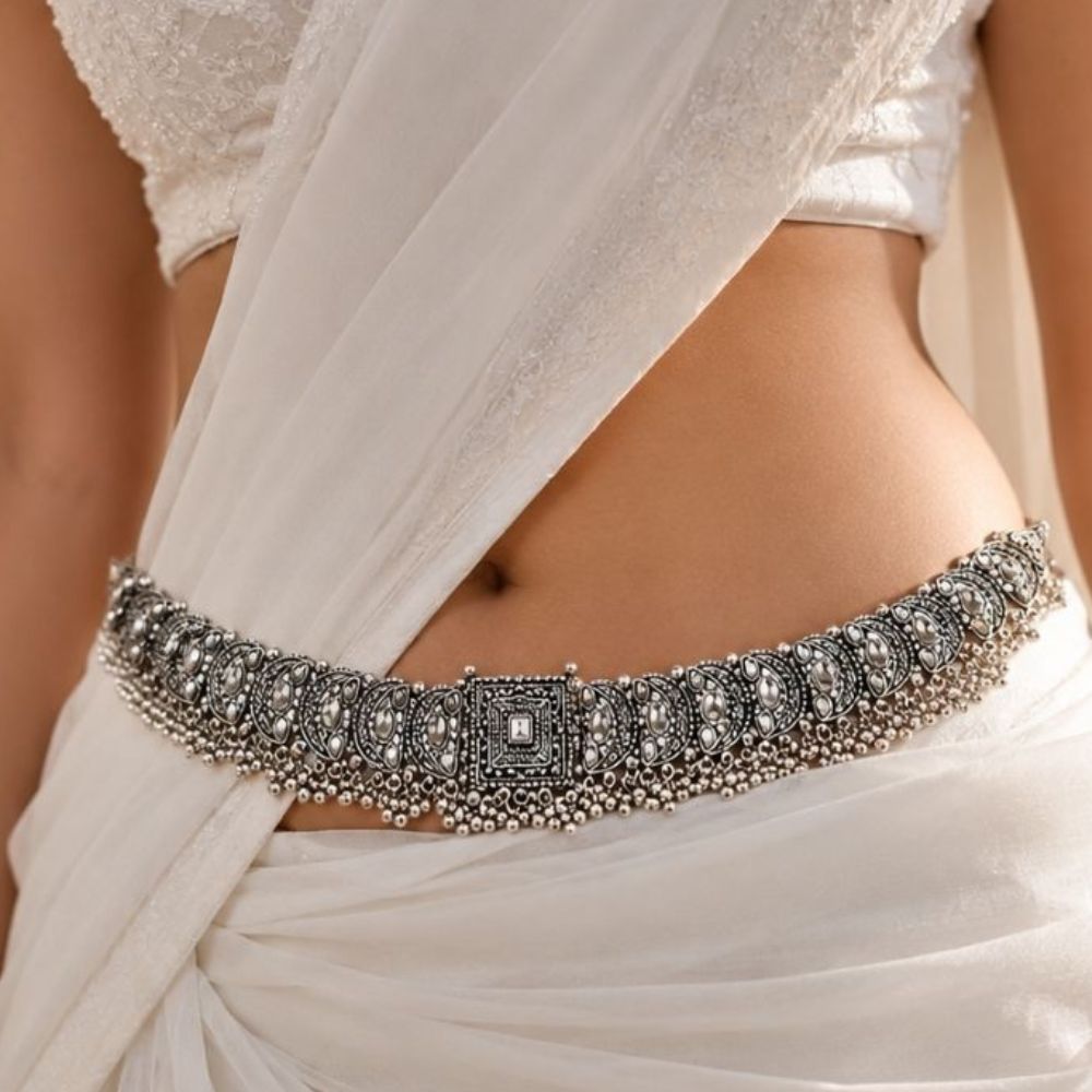 Rivika- Silver Oxidised Ghungroo Kamarbandh Waist Belt