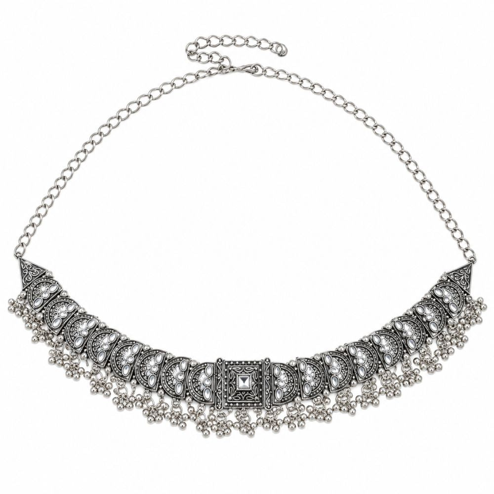 Rivika- Silver Oxidised Ghungroo Kamarbandh Waist Belt