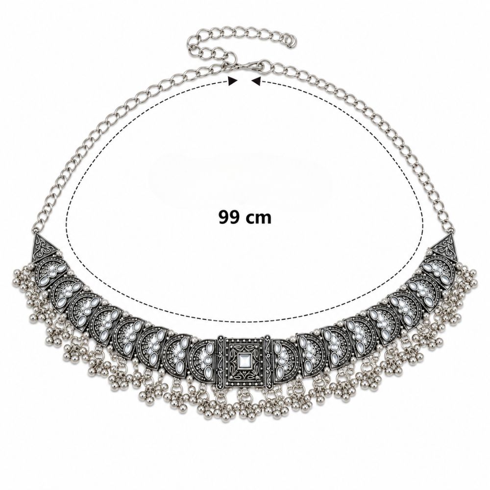 Rivika- Silver Oxidised Ghungroo Kamarbandh Waist Belt