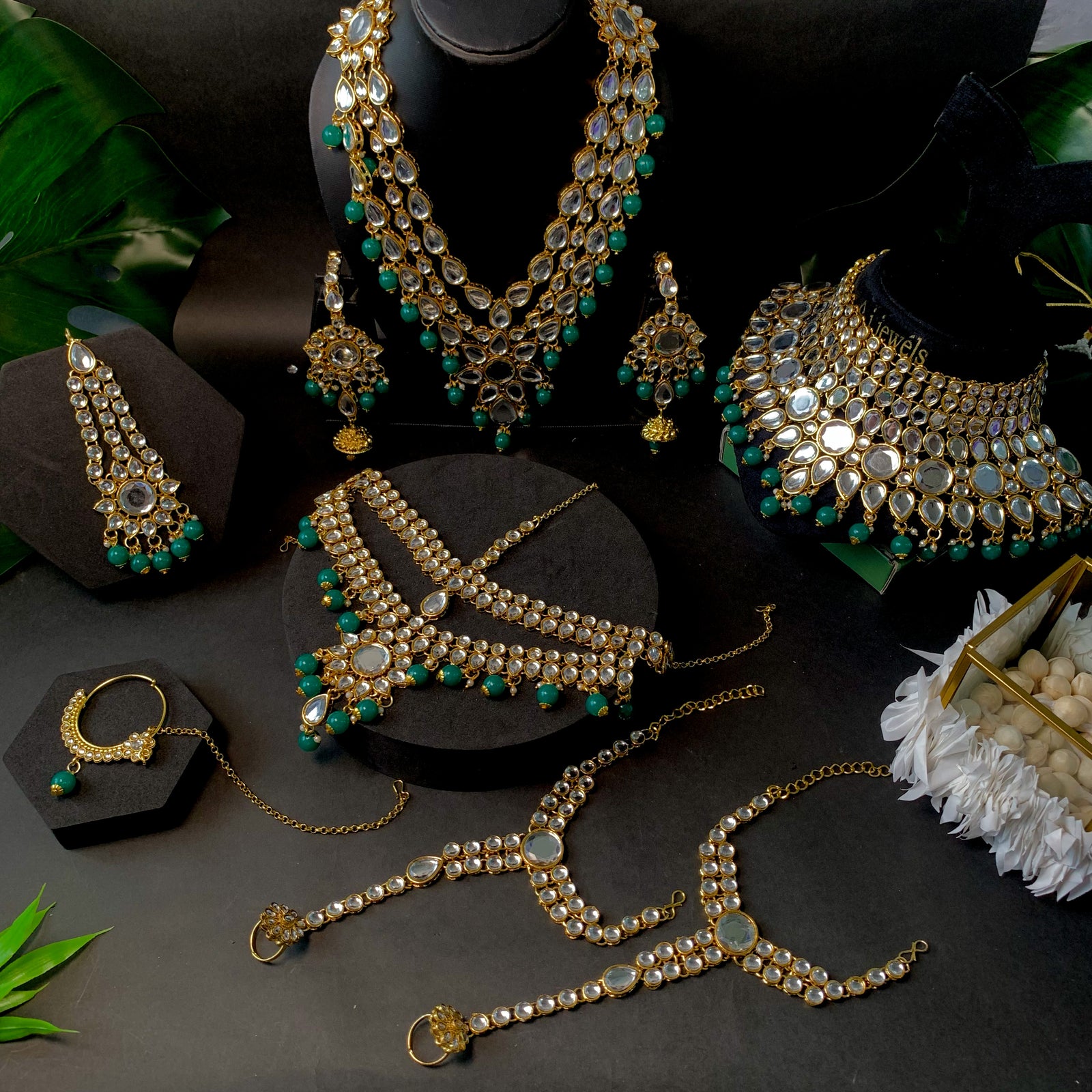 Bridal Jewelry Green And Gold Jewelry Set Royal Bridal Jewellery