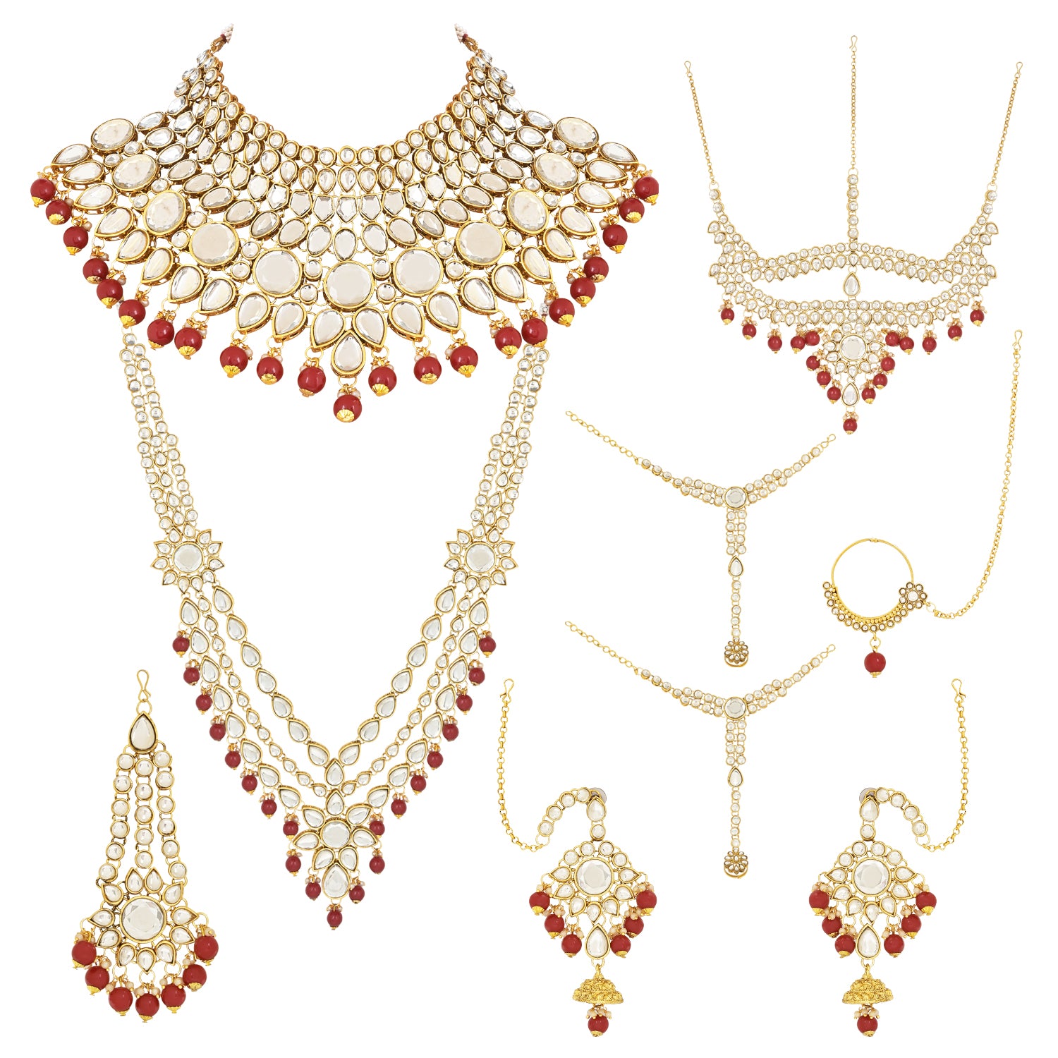 Suhasini Maroon Bridal Jewellery Set