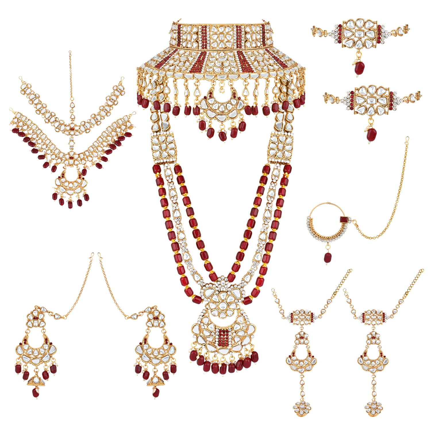 Vaibhavi Maroon Bridal Jewellery Set