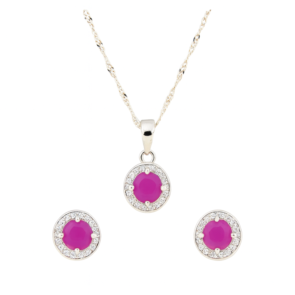 Elvisha Pink Pendant Set