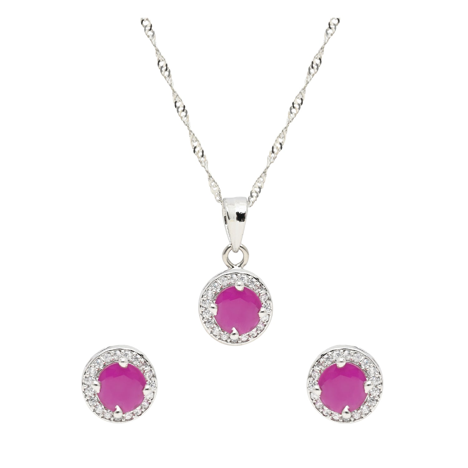 Elvisha Pink Pendant Set