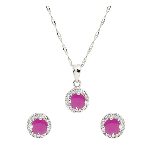 Elvisha Pink Pendant Set