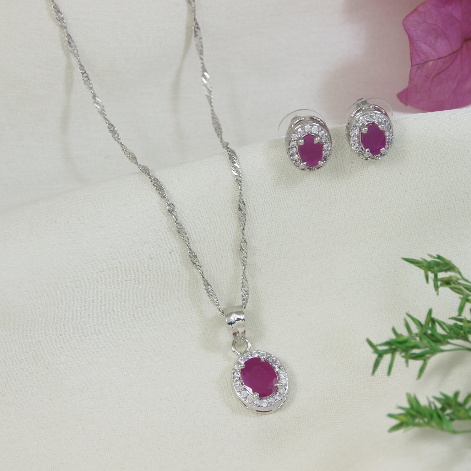 Reyona pink Pendant Set