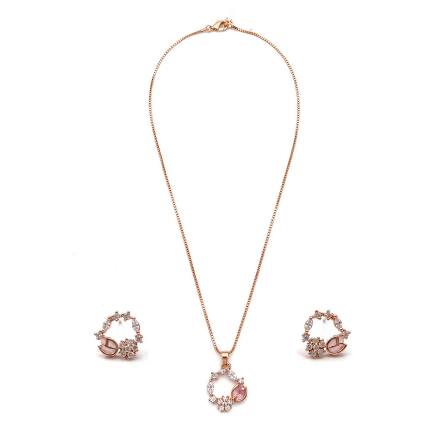 Ella Azure Peach stone Charm Necklace Set