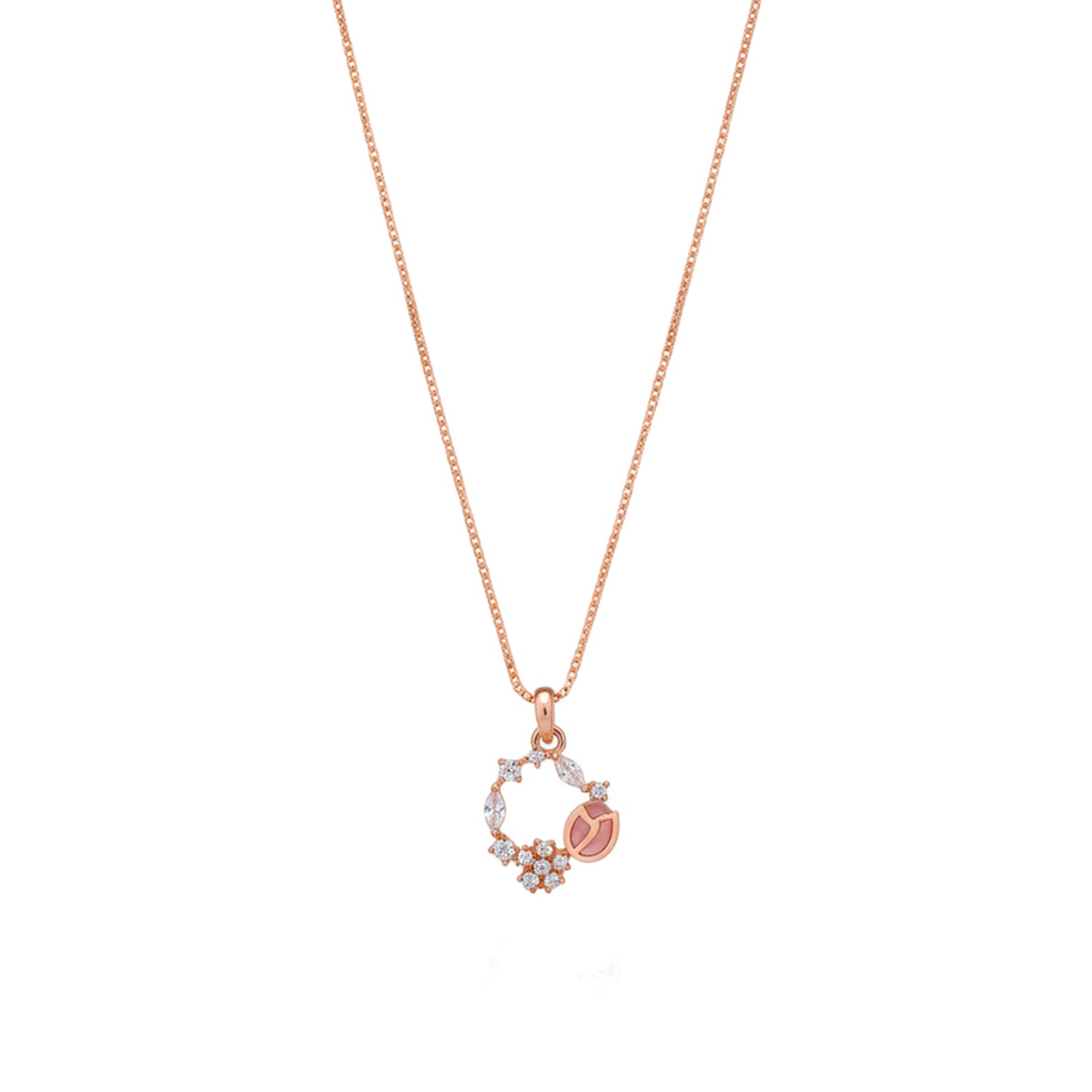 Ella Azure Peach stone Charm Necklace Set