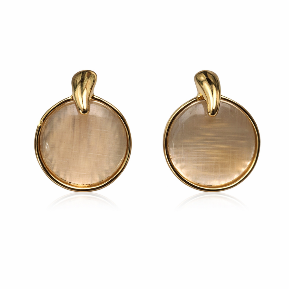 Lily- Gold-Tone Round Pendant Necklace & Stud Earrings Set