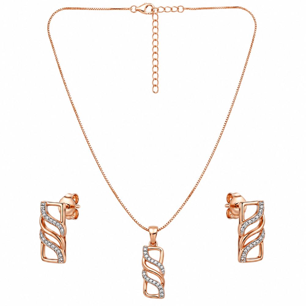 Jovie-  Swirl CZ Rose Gold Pendant Set