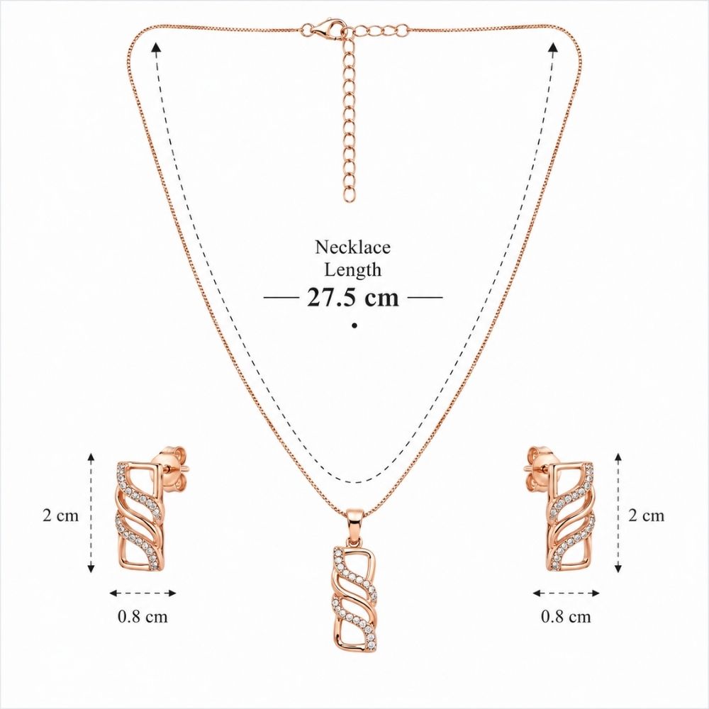 Jovie-  Swirl CZ Rose Gold Pendant Set